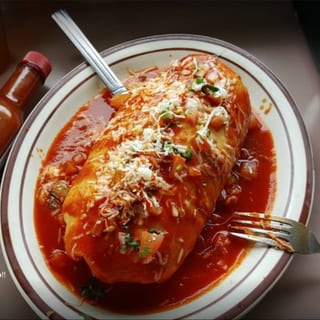 Wet Chile Colorado Burrito