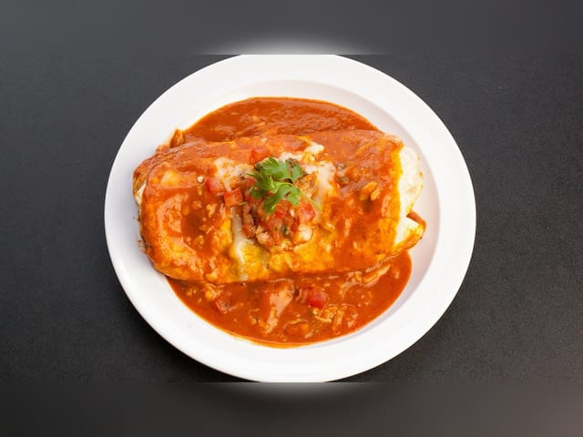 Wet Chile Colorado Burrito (Sirloin).