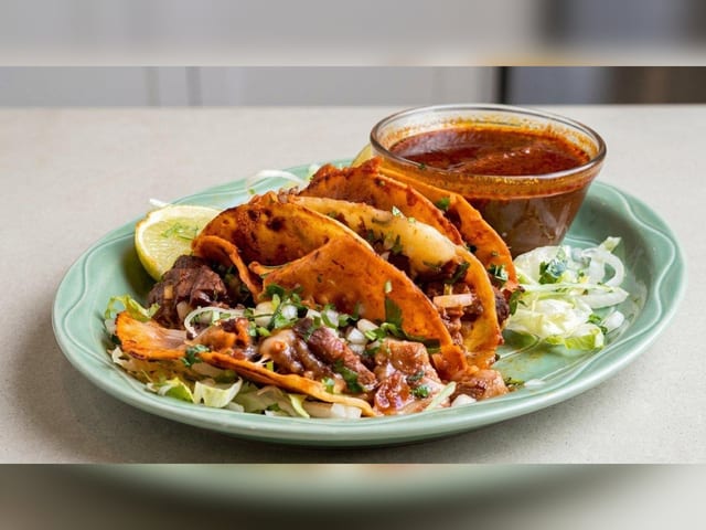 Birria Tacos (3 Beef & Cheese Tacos with Broth).