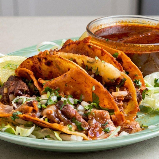 Birria Tacos (3) & Consomé.