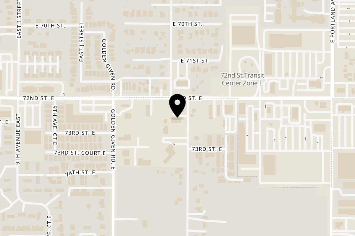 Map showing the location of Tacos Guaymas 72nd on 1148 72nd St E in Tacoma