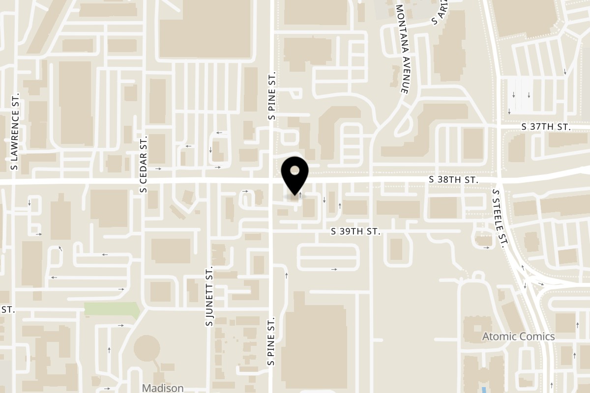 Map showing the location of Tacos Guaymas 38th Street on 2630 S 38th St in Tacoma